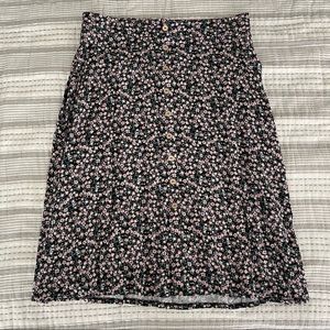 Maurices Midi Skirt Black with Pink and Blue Floral and Buttons